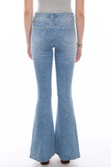 Honey creek blue bell bottom pants w/paisley print - Scully Leather - Flyclothing LLC