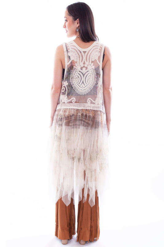 Honey creek silver snake printed emb tulle layered duster - Scully Leather - Flyclothing LLC