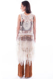 Honey creek silver snake printed emb tulle layered duster - Scully Leather