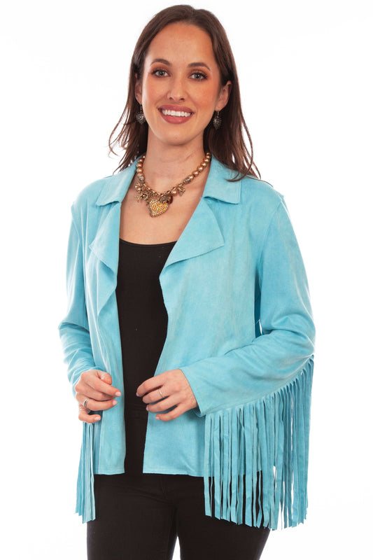 Honey creek turquoise ultra suede fringe jacket - Scully Leather - Flyclothing LLC