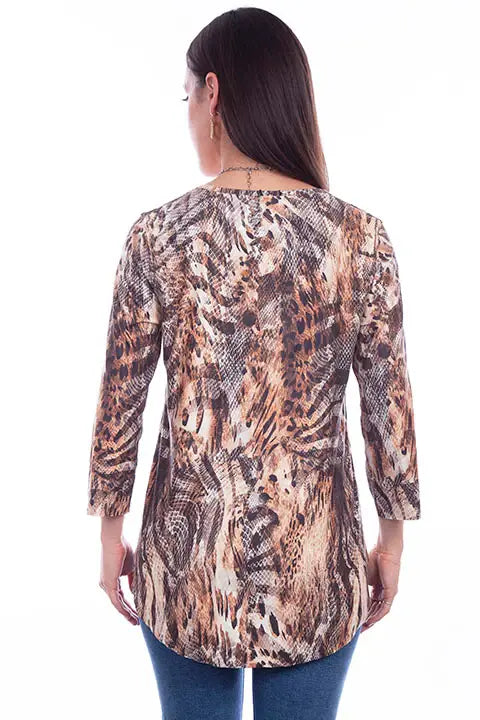 Honey creek tan microfiber print reversible top - Scully Leather - Flyclothing LLC