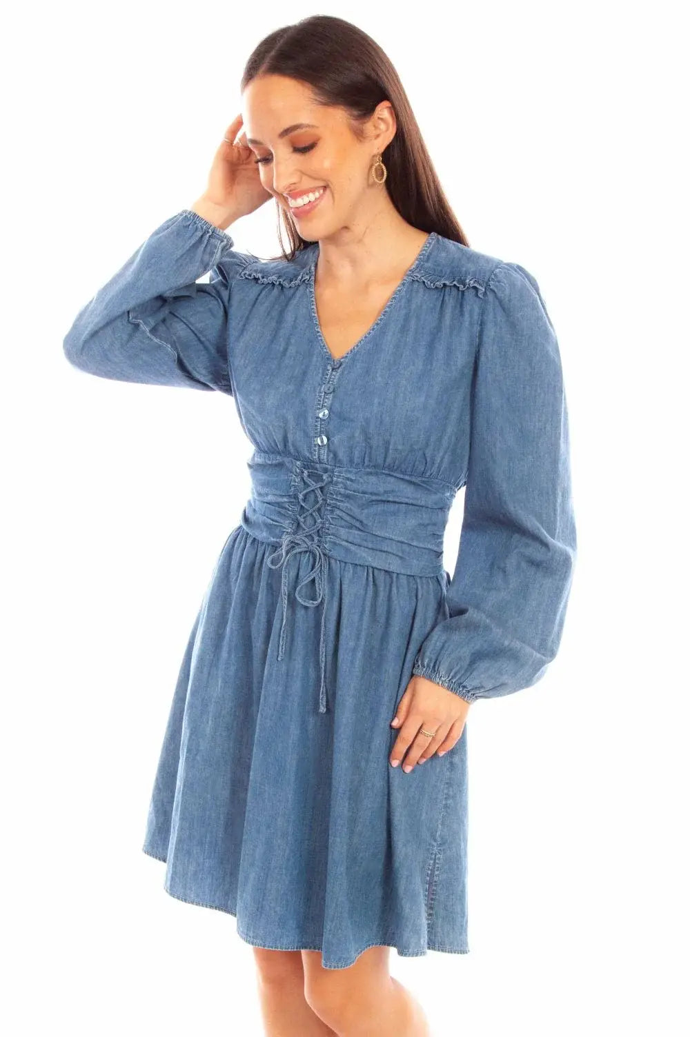 Scully Leather Denim Dress with Lace-Up - Scully Leather - Flyclothing LLC