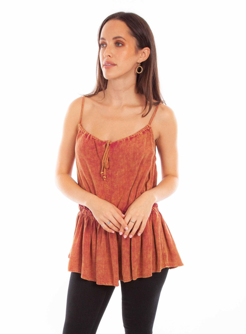 Honey creek burgundy acid wash tank top - Scully Leather