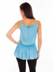 Honey creek turquoise acid wash tank top - Scully Leather