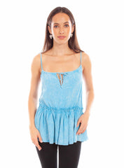 Honey creek turquoise acid wash tank top - Scully Leather
