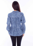 Honey creek blue tiered shirt w/smock tier sleeve - Scully Leather