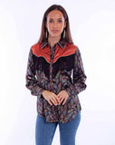 Scully Leather Black Feather Print W/Fringe & Cont. Yoke - Scully Leather - Flyclothing LLC