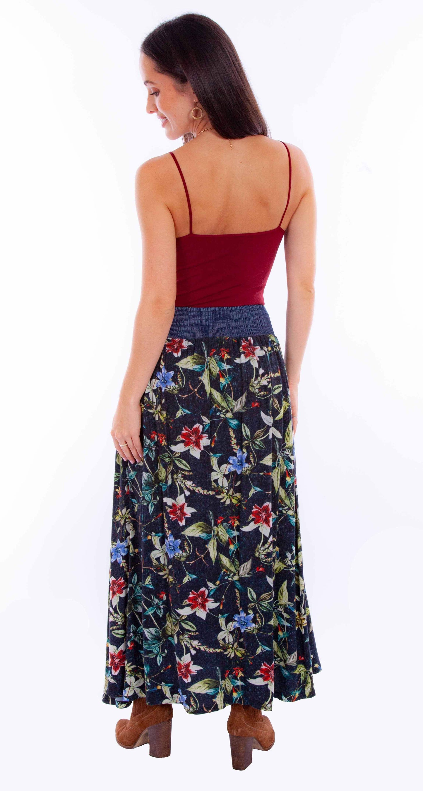 Honey creek black wrap skirt w/denim waist band tie - Scully Leather - Flyclothing LLC