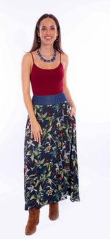 Honey creek black wrap skirt w/denim waist band tie - Scully Leather - Flyclothing LLC