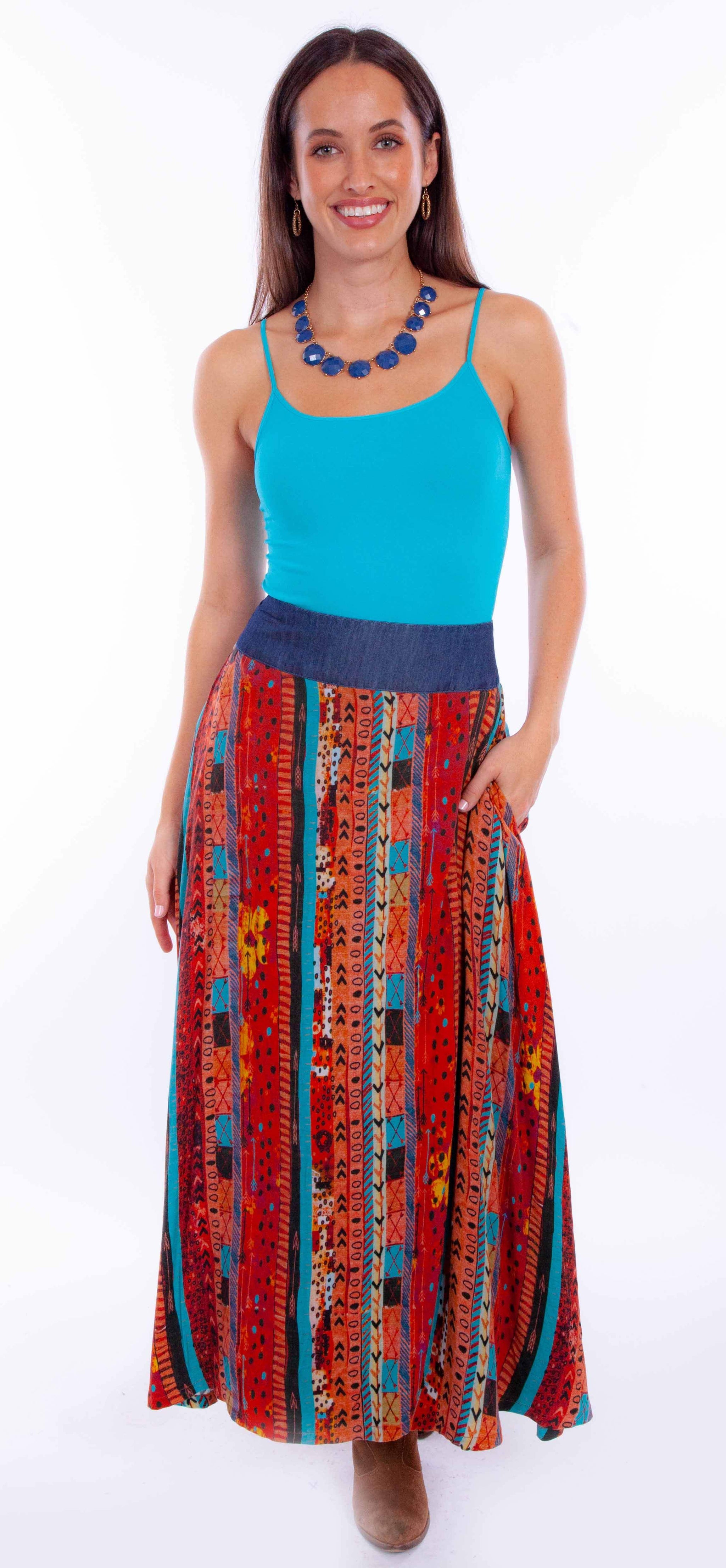 Scully Leather Honey Creek Wrap Skirt W/Denim Waist Band Tie - Scully Leather - Flyclothing LLC