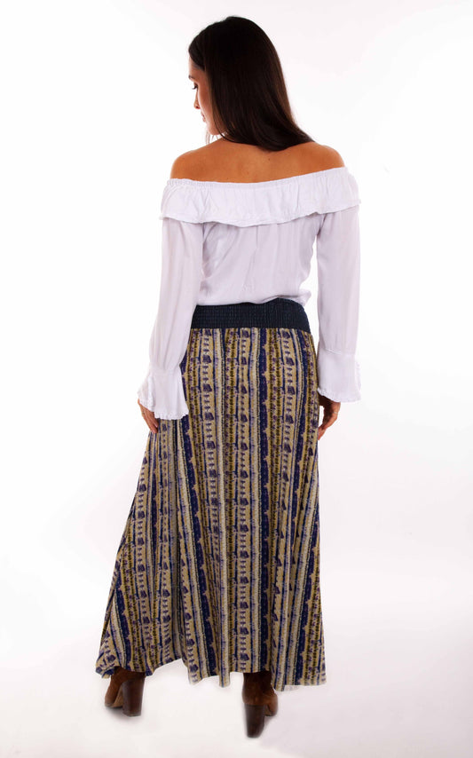 Honey creek purple wrap skirt w/denim waist band tie - Scully Leather