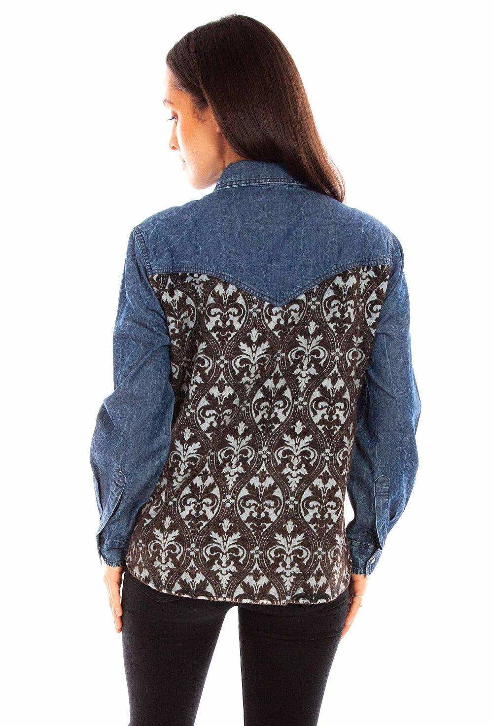 Scully Leather Womens Denim Western Button-Down Shirt - Scully Leather - Flyclothing LLC