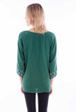 Honey creek jade pullover tie front emb. Blouse - Scully Leather