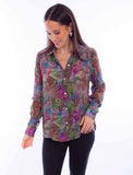 Honey creek multi colorful button up blouse - Scully Leather