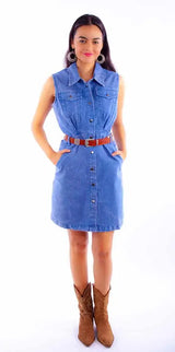 Scully Leather Blue Sleeveless Denim Dress - Scully Leather - Flyclothing LLC