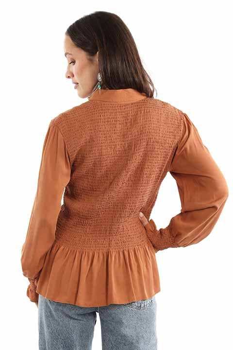 Honey creek Terracota peplum blouse - Scully Leather - Flyclothing LLC