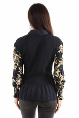 Honey creek navy peplum blouse smocked bodice - Scully Leather - Flyclothing LLC