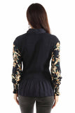 Honey creek navy peplum blouse smocked bodice - Scully Leather