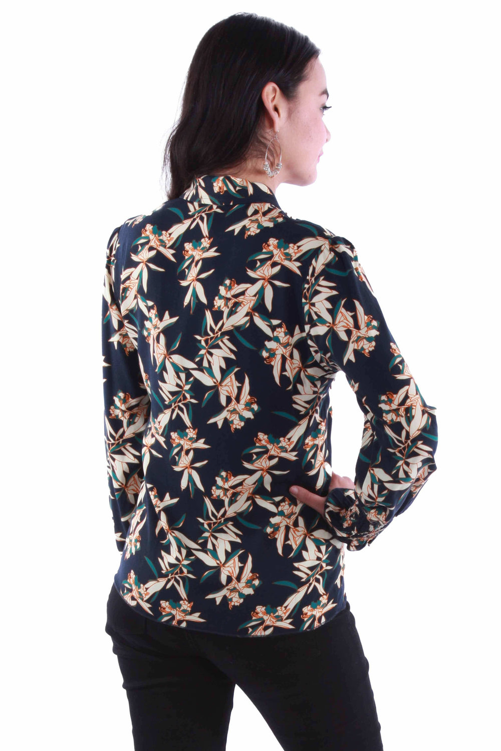 Honey creek navy floral print blouse - Scully Leather - Flyclothing LLC