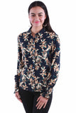 Honey creek navy floral print blouse - Scully Leather