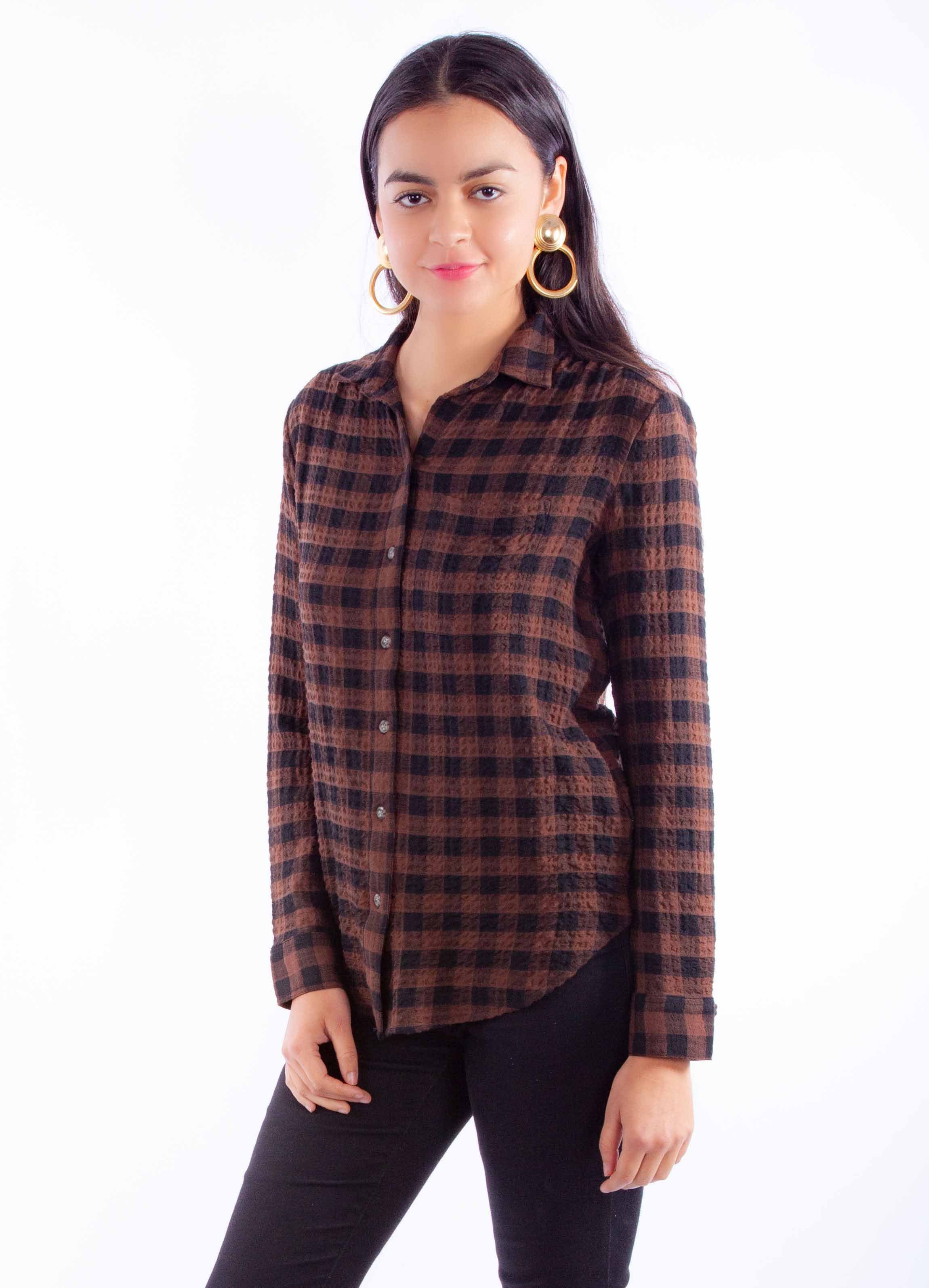 Scully Leather Honey Creek Ladies Plaid Button Up Top