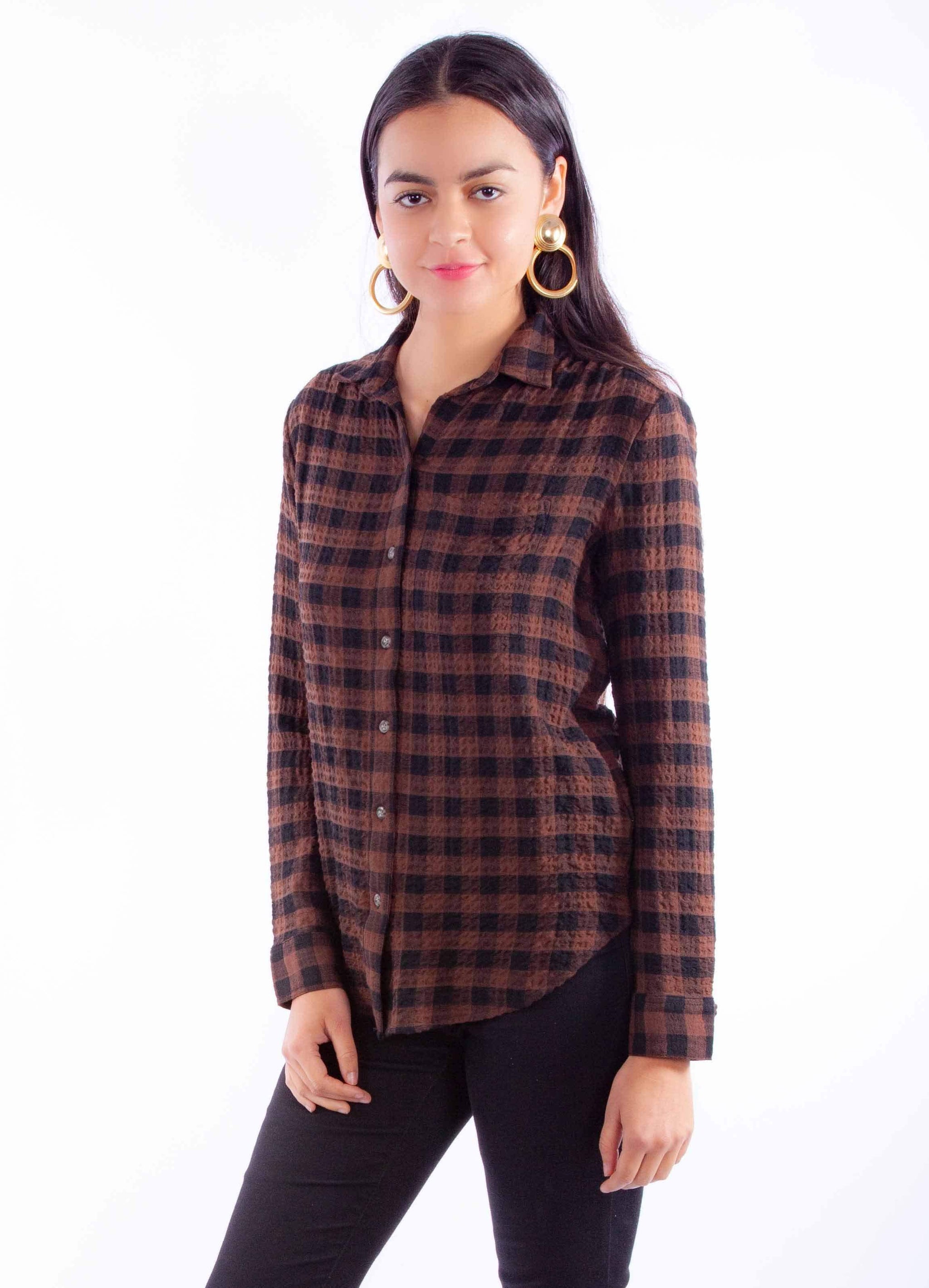 Scully Leather Honey Creek Ladies Plaid Button Up Top - Scully Leather - Flyclothing LLC
