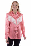 Scully Leather Honey Creek Solid Blouse With Piping/Fringe - Scully Leather