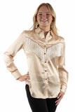 Scully Leather Honey Creek Solid Blouse With Piping/Fringe - Scully Leather