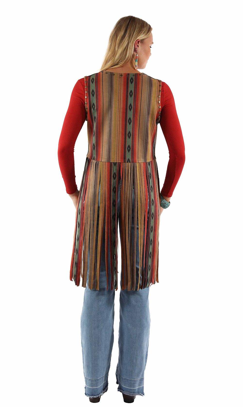 Honey creek serape short serape vest w/long fringe - Scully Leather - Flyclothing LLC