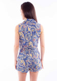 honey creek blue 100% rayon sleeveless shorts romper