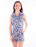 honey creek blue 100% rayon sleeveless shorts romper - Scully Leather