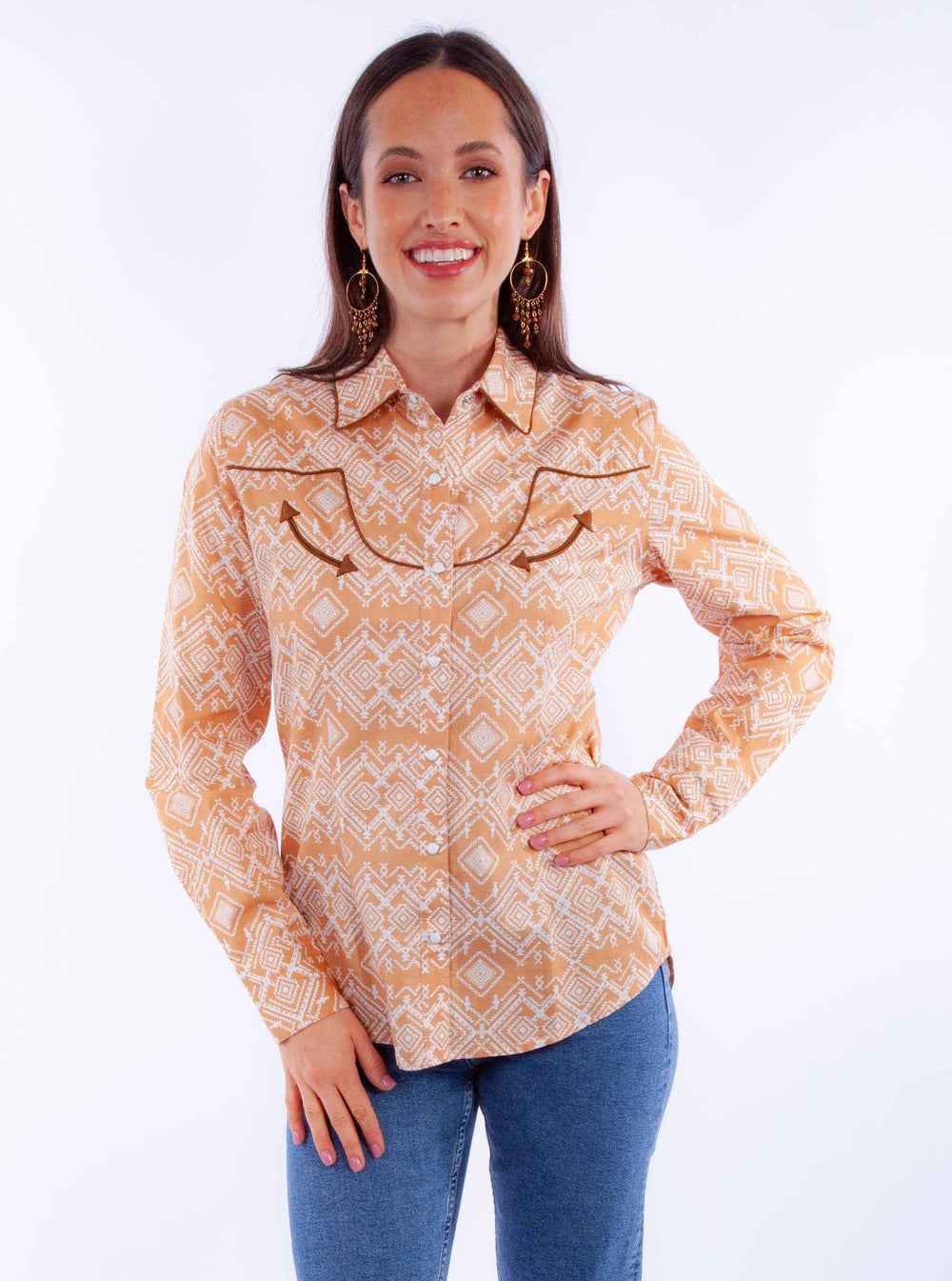 Honey creek ginger western blouse - Scully Leather