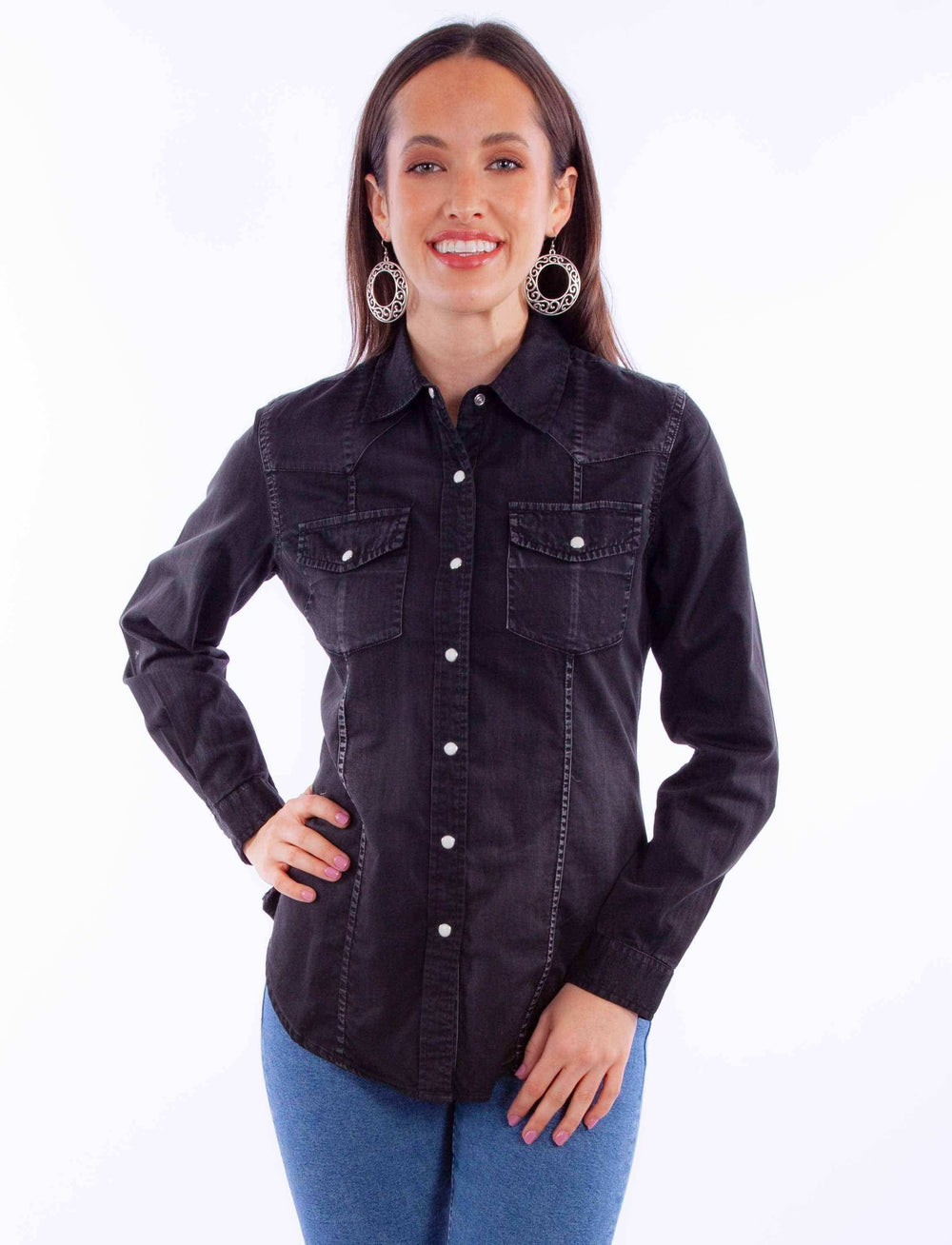 Honey creek black lady western top - Scully Leather