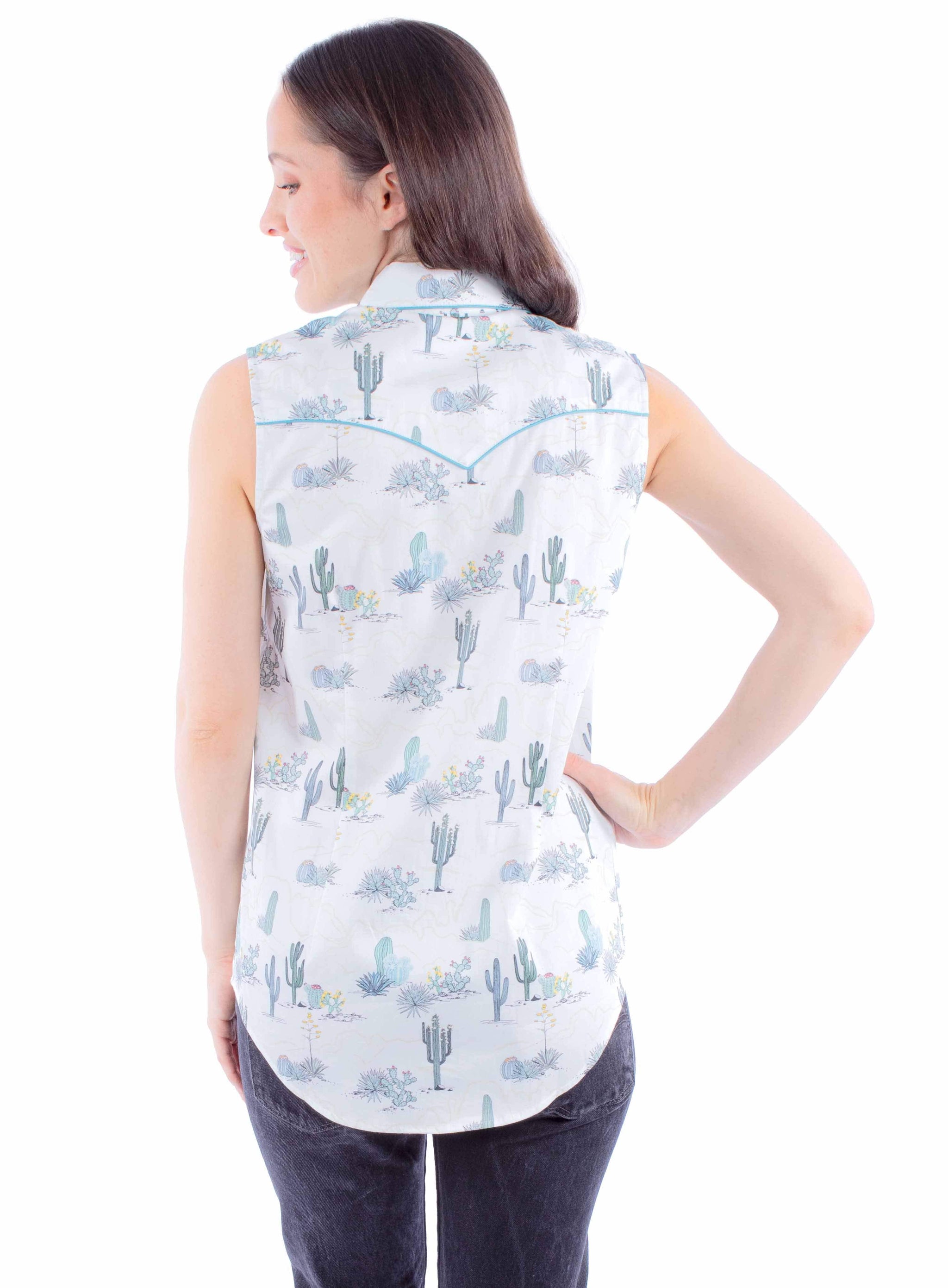 Honey creek white desert cactus s/l top - Scully Leather - Flyclothing LLC