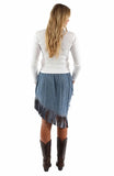 Scully Leather Blue Fringe Trim Skirt - Scully Leather