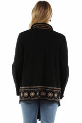 honey creek black 100% cotton waterfall front emb. sweater - Scully Leather - Flyclothing LLC