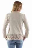 honey creek cream 100% cotton waterfall front emb. sweater - Scully Leather