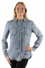 Scully Leather Blue Snap Front Star Yokes Blouse - Scully Leather - Flyclothing LLC