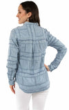 Honey Creek 100% cotton Blue Patchwork blouse - Scully Leather