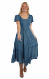 Honey Creek 100% rayon Blue Capsleeve printed lace front dress - Scully Leather