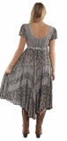 Honey Creek 100% rayon Grey Capsleeve printed lace front dress - Scully Leather