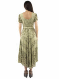 Honey Creek 100% rayon Olive Capsleeve printed lace front dress - Scully Leather