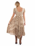 honey creek sand 100% rayon capsleeve printed lace front dress - Scully Leather