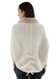 Scully Leather Ivory Lace Up Back Cardigan W/Faux Fur Trm - Scully Leather