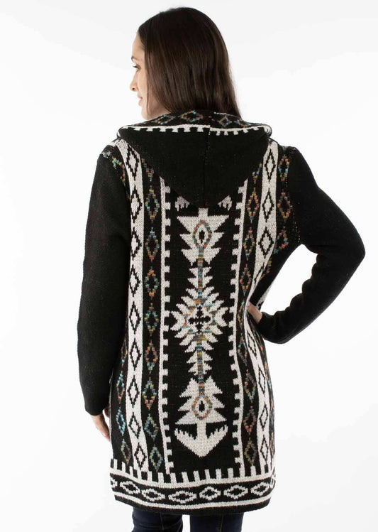 Scully Leather Black Hooded Open Front Duster Cardigan - Scully Leather - Flyclothing LLC