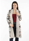 honey creek multi 100% acrylic open front duster cardigan - Scully Leather