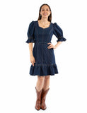 honey creek denim 77% cotton 22% polyester 2% spandex denim dress w/princess seams
