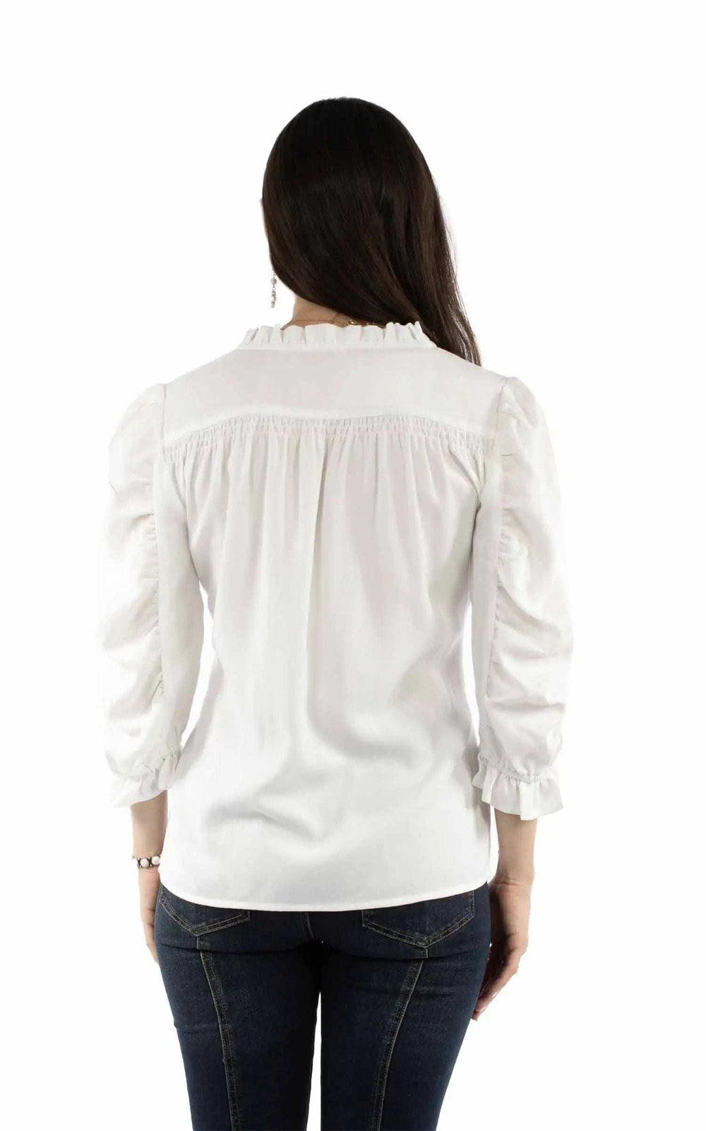 Honey Creek White Button front blouse - Scully Leather - Flyclothing LLC