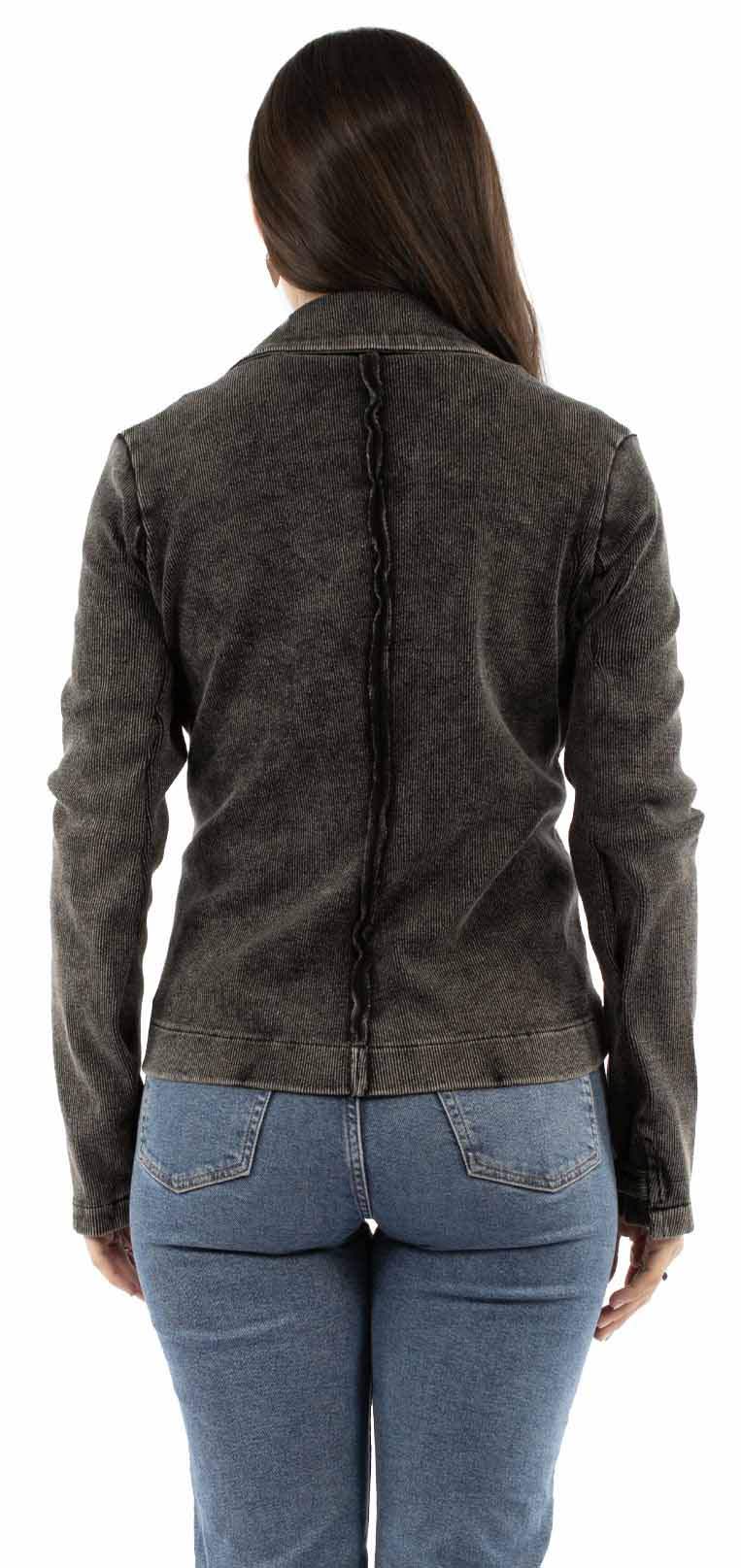 Honey Creek 97% cotton 3% spandex Black Ribbed knit blazer - Scully Leather - Flyclothing LLC