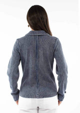 Honey Creek 97% cotton 3% spandex Blue Ribbed knit blazer - Scully Leather - Flyclothing LLC